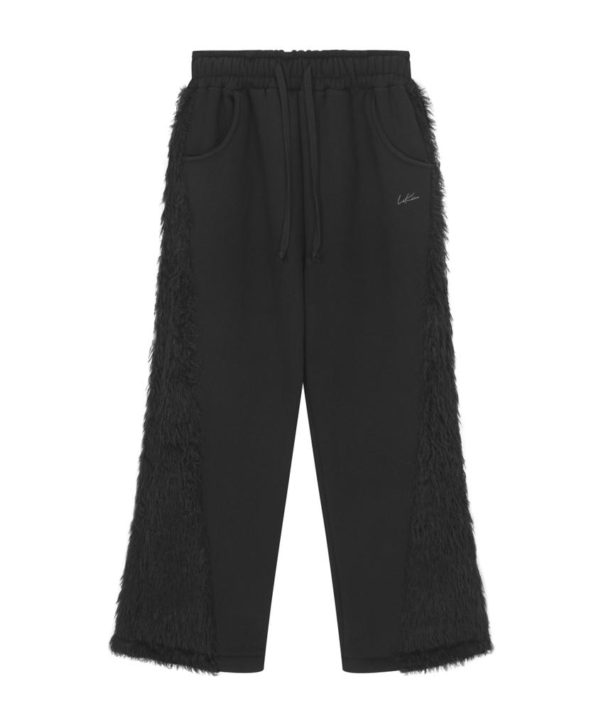 Lekim Fur Flare Sweatpants (Black)