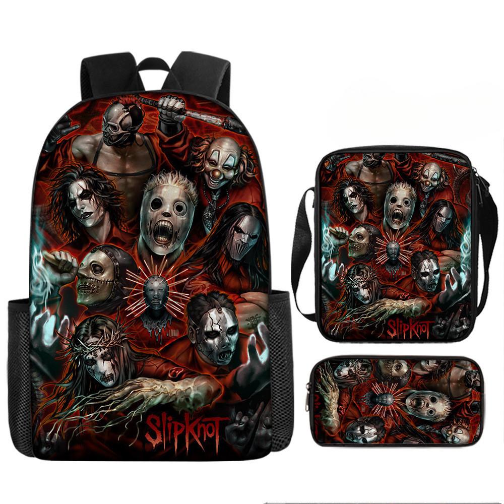 Set Zaino a 3 Pezzi Borsa a Tracolla Astuccio Slipknot Tessuto Oxford Per Materiale Scolastico