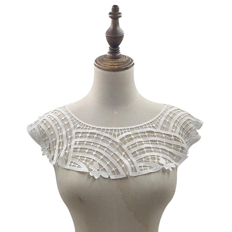 Water-Soluble Lace Chest Collar, Three-Dimensional Hollow Embroidered Corsage Diy Lace Accessories, Curved Semi-Circular Embroidered Fake Collar