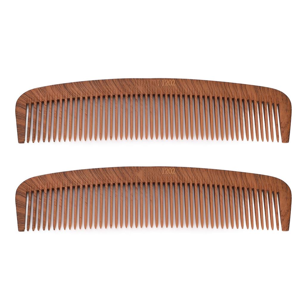 2pcs Wooden Hair Comb Portable Anti Static Clipper Comb for Barber Shop and Hair Salon