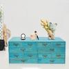 4 Pcs 12 Drawers Desktop Pine Wood Organizer,Blue/Black/Brown Rectangular Desktop Organizer 69*27*30cm for Bedrooms,Offices