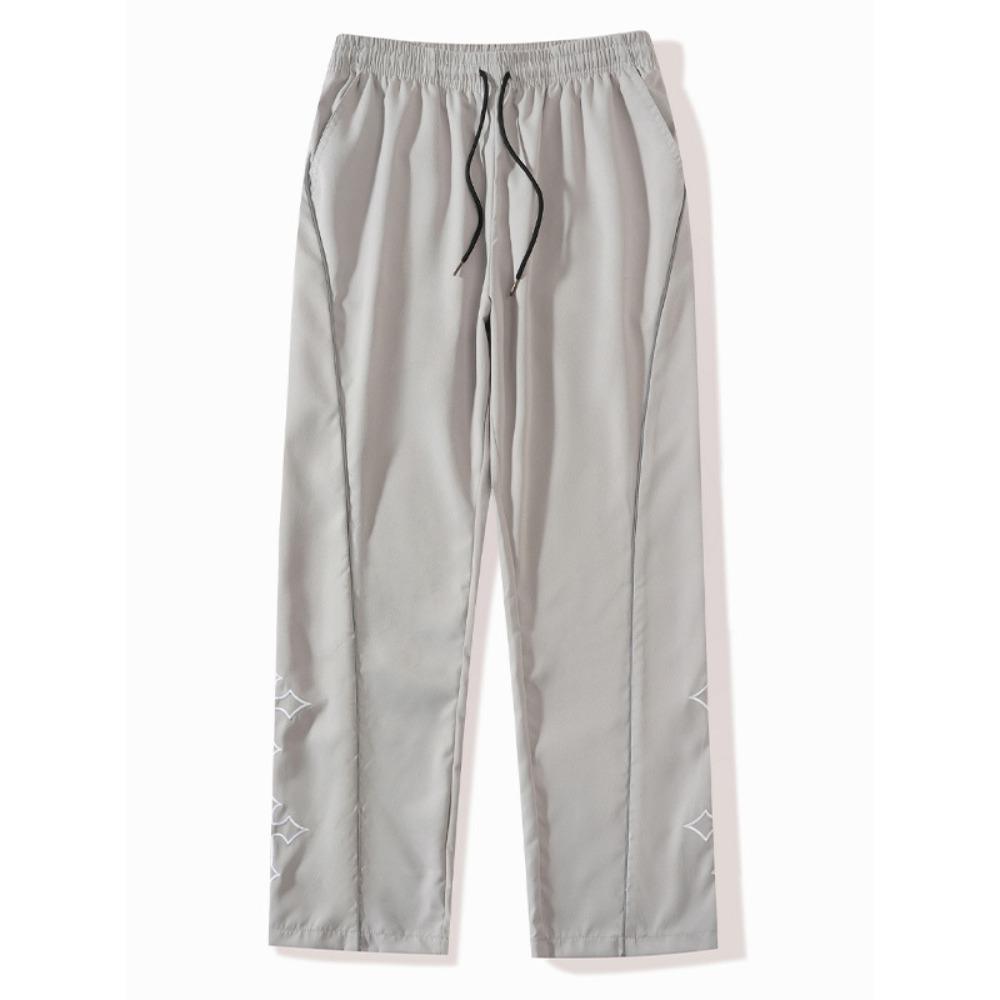 

Men s Embroidered Casual Sports Pants High Street Trendy Vintage Fashion Long Trousers Comfortable Loose Fit Male Model XXXL сірий