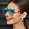 New Fashionable Large Frame Women Sunglasses Gradient Color UV400 Metal Decorative Styles Trendy Accessories