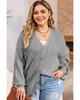 Azura Exchange Gray Plus Size Knitted Hollow Out Button Up Cardigan