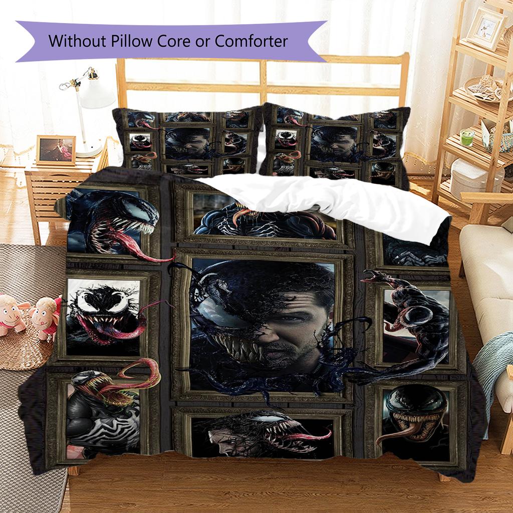 Movie Puzzle Pattern Bedding Quilt Set Quilt Cover Pillowcase Home Decoration Gift (1 * duvet cover + 2 * pillowcase, without core)