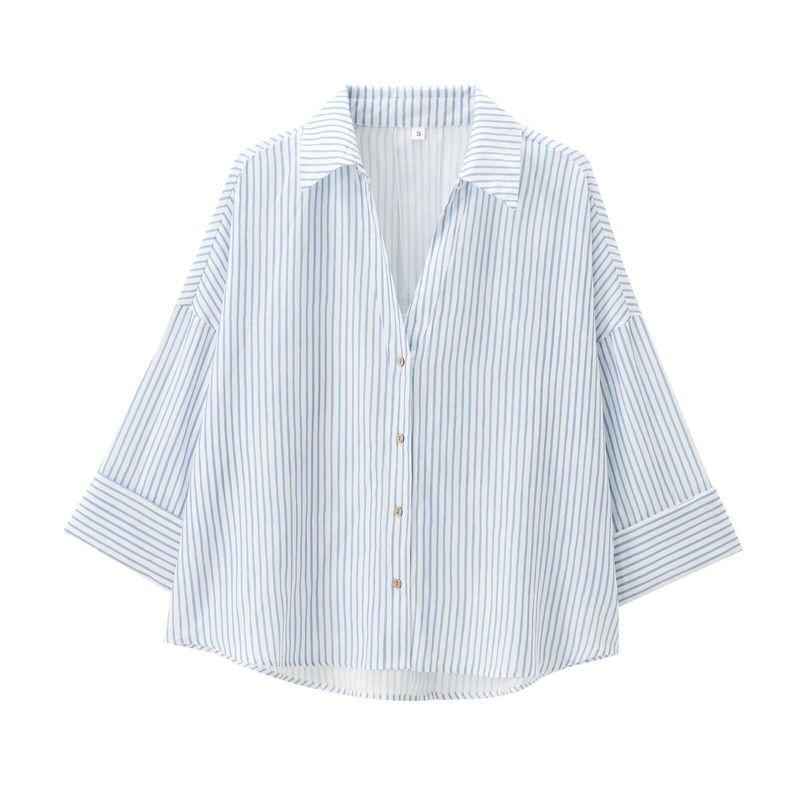 Kaslead New Women Clothes Western Style Versitile Fashion Blended Wide Sleeve Shirts 2363801