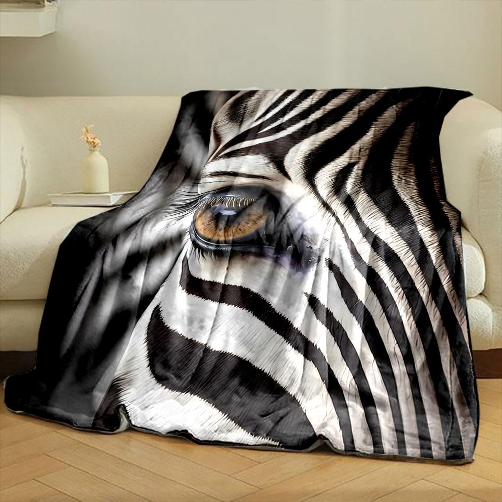 Zebra Eye Close-up Blanket Bedroom Blanket for Livingroom Couch Lunch Break Soft Throw for Friend's Festival Gift