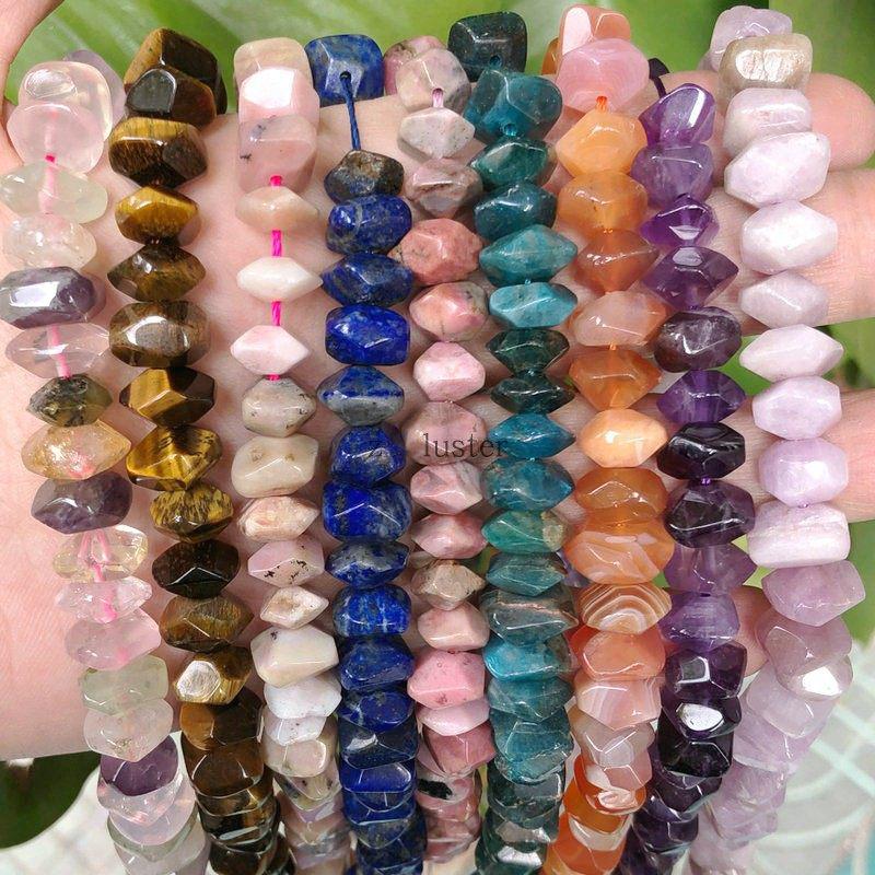 Contas Espaçadoras de Cristal Irregular Lápis Lazúli e Ametista para DIY