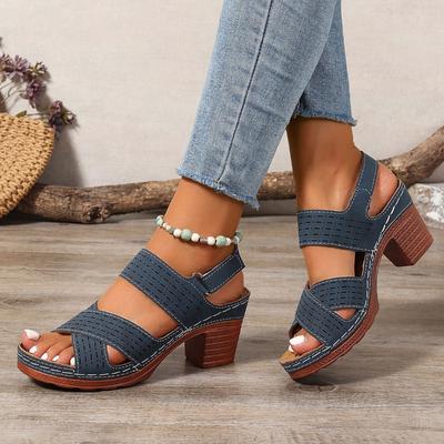 Women's Wide Width Wedge Sandals, Breathable Solid Color Slip-Ons, European Lightweight Sandals for Women