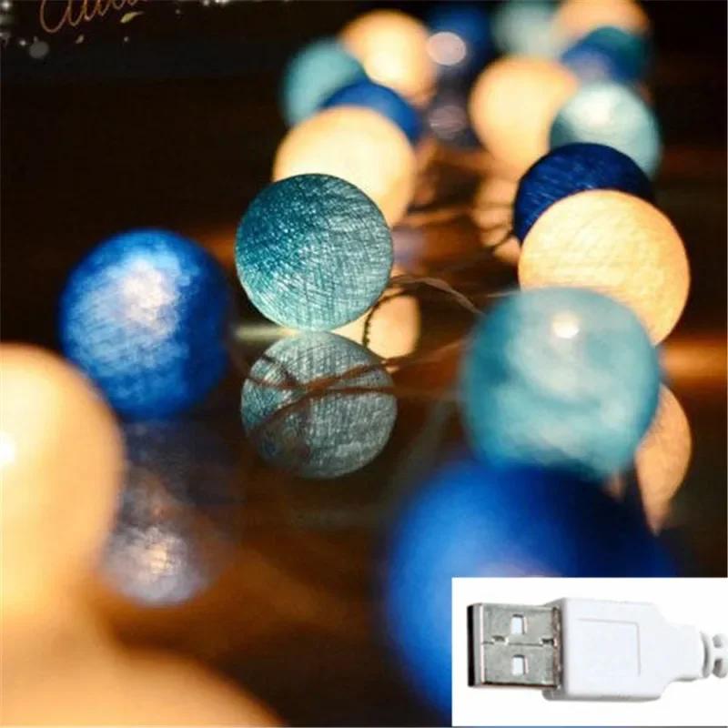 

Cotton USB Balls 10/20/40 LED String Christmas Fairy Lights Novelty Lamp Chain for Home Outdoor Garland Wedding Party Decoration 1m 10leds