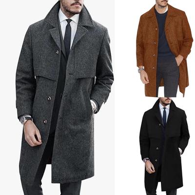 New Woolen Men's Coat Nizi Long Coat Large Size Single Breasted