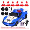 Police Car Remote Control Toy, 4WD Drift Car Toy with Lights 3 Rechargeable Batteries, Birthday Gift