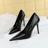 Sexy Stiletto High Heels Pointed Toe Patent Leather Snake Print Slimming Women Pumps