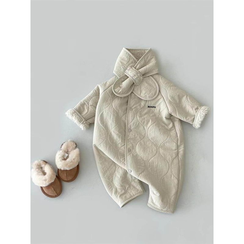 Baby Autumn and Winter Clothing 2026 New Style Children's Clothing Korean Style Plush Jumpsuit Infant Autumn and Winter Jumpsuit
