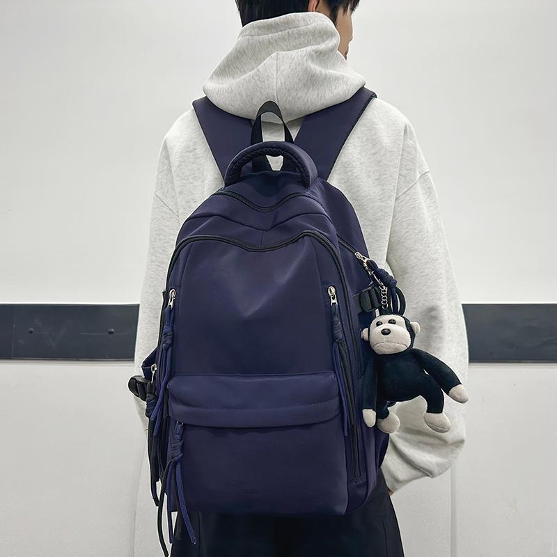 Ryggsäck för män i enfärgat utförande Ryggsäck för kvinnor med flera fickor Stor kapacitet Student Skolväska