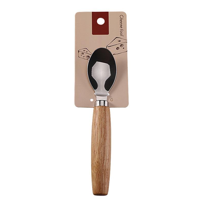 Rubber Wood & Stainless Steel Cheese Knife Set - Western Tableware with Knife, Fork, and Spoon