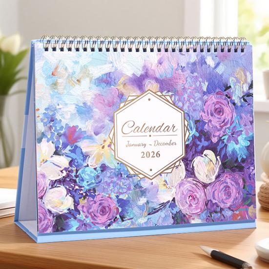 2026 Desk Calendar Standing Flip Desktop Calendar with Twin-Wire Binding Jan 2026 - Dec 2026 12 Monthly Planner for Home Office School