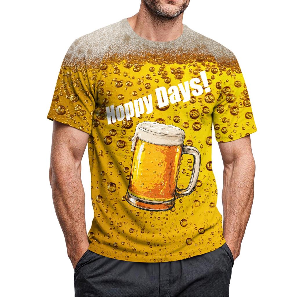 Pánské ležérní tričko s krátkým rukávem a potiskem s kulatým výstřihem