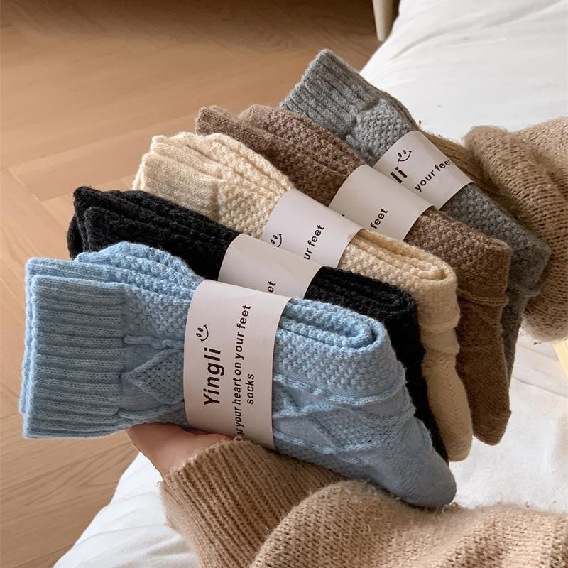 Women's Autumn and Winter Thickened Plush Warm Lingerie Twist Wool Tube Pile Socks