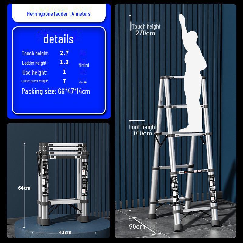 Multifunktionale Teleskop-Klappleiter aus Edelstahl