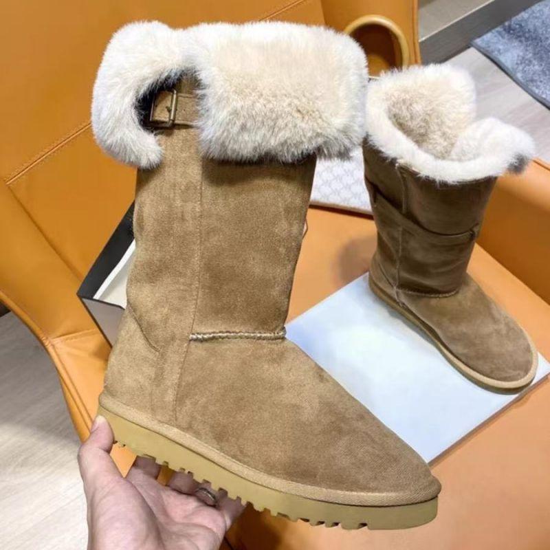 Fashion warm high tube medium tube fluffy cotton shoes thick sole long tube snow boots women's 2025 autumn and winter new velvet thicker