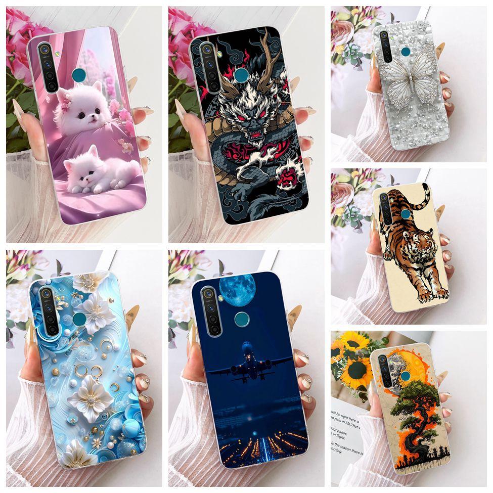 Transparent Casing For Realme 5 Pro Cover Fashion Cartoon Cute Funny Painted Soft Phone Case RMX1973 RMX1971