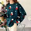 Schneeflocke Christma O-Ausschnitt Pullover Damenmode Langarm Herbst Winter Socken Print Strickpullover Chic Lady Jumper