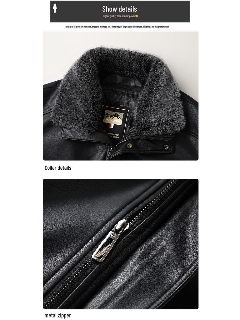 Men's Winter Padded Leather and Cotton Jacket for Middle-aged and Elderly - Warm and Ideal for Dad.