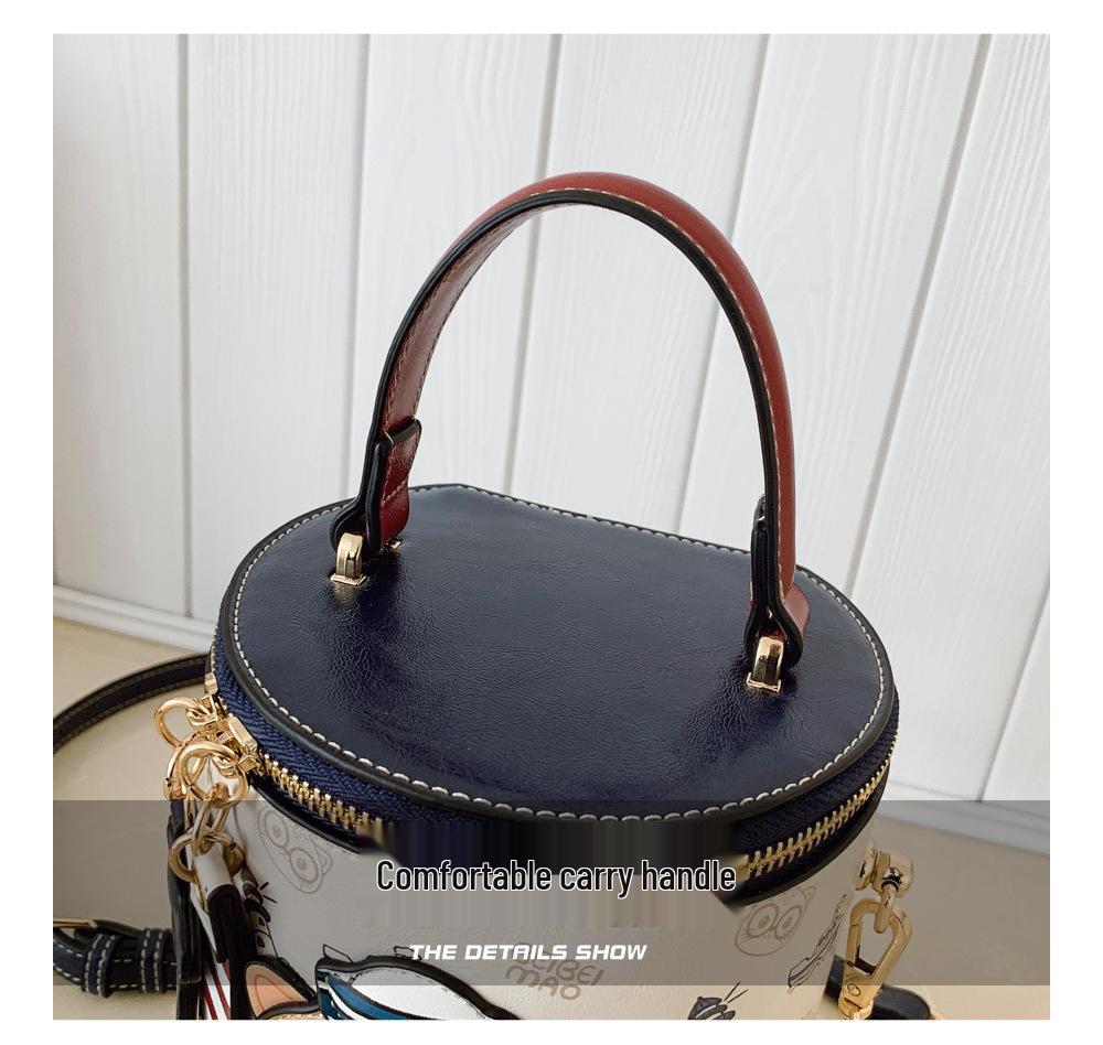 New Cartoon Design Cylinder Crossbody Shopping Bag