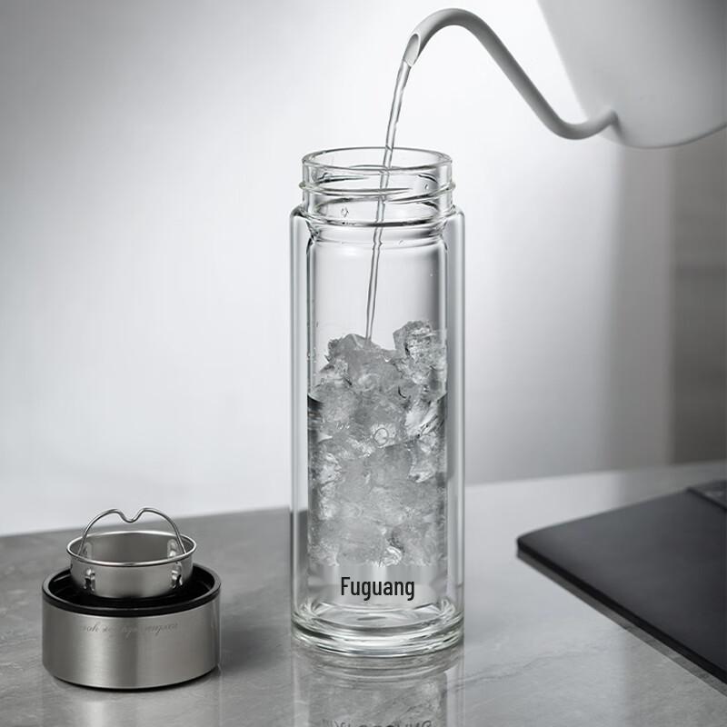 FUGUANG Double-Layer Borosilicate Glass Tea Infuser Bottle