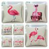 Adorable New Ins Flamingo Cartoon Soft Linen Throw Pillow For Cozy Sofa Decor