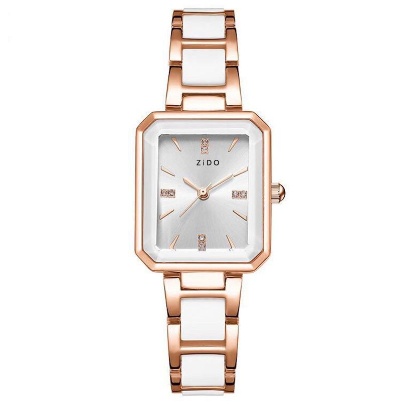 Montre-bracelet élégante pour femme à cadran rectangulaire, bracelet en acier inoxydable, mouvement à quartz, accessoire de mode pour le quotidien et les occasions formelles