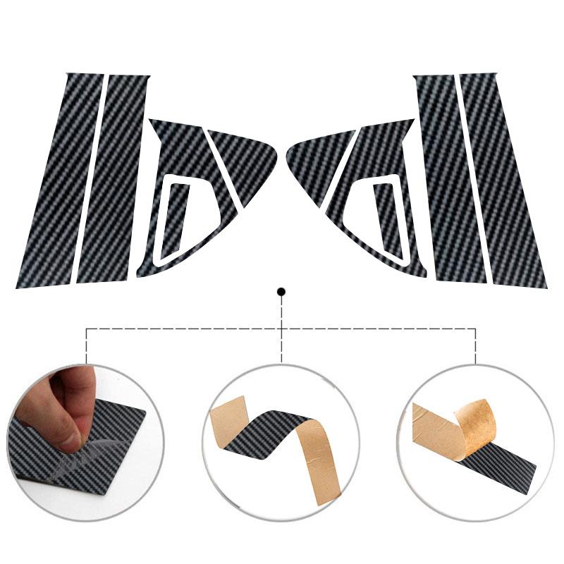 10st Kolfiber Pelarpinnar Spegeleffekt Bil Dörr Mittpelare Fönster Mitt BC-pelare Postskydd Trim Passar För Nissan Juke 2011-2017