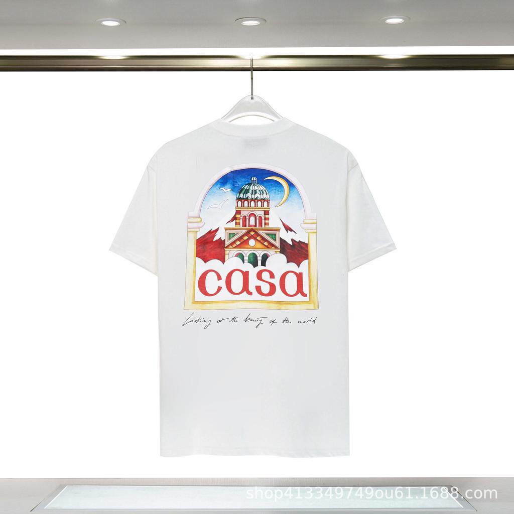 Casablanca 23 Frühling und Sommer Neuheit Fantasie Tor Sternenhimmel Schloss Casa Buchstaben Logo Kurzarm Partner T-Shirt