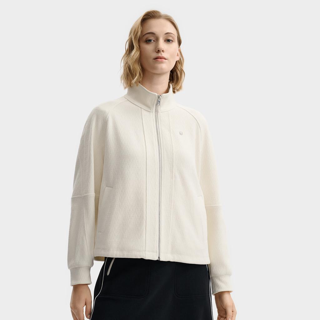Fila White Minimalist Casual Relaxed Comfortable Loose Knit Jacket Women Jackets F11W543504F-IV