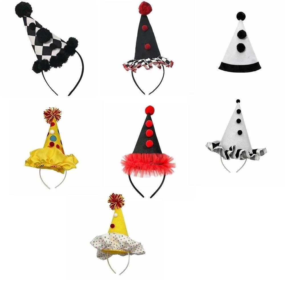 Dot Grid Clown Headwear Ruffle Funny Headwear Halloween Joker Headband Carnival Dress Up