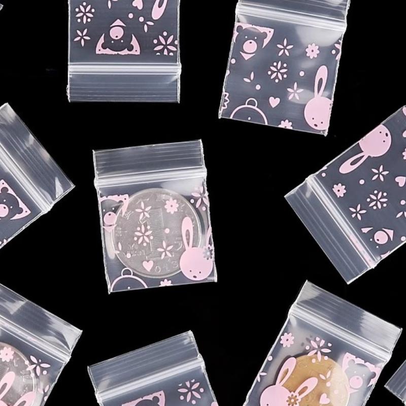 3x4cm 500pcs Color Self Sealing Bag Printed Thick Plastic Mini Pocket Fish Hook Jewelry Powder Storage Sack Try Sealing Pockets Handmade Parts Bag
