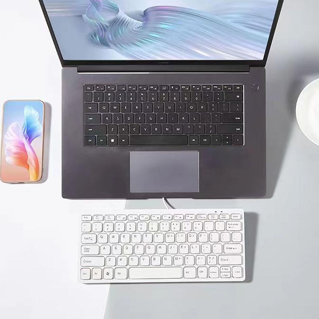 USB-Tastatur mit Kabel 78 Tasten Kompakte leise Tastatur für PC Laptop Tablets Desktop-Computer
