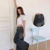 The Pink High Waist Double Pocket Washing Wide Denim Pants