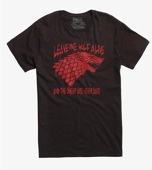 

Game Of Thrones BLOODY STARK - LEAVE ONE WOLF ALONE QUOTE 100% Cotton T-shirt Mens Tees Top NWT Official L