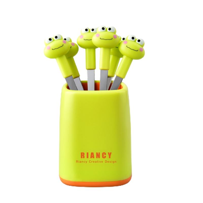 

Многоразовые палочки для фруктового салата, фруктовая вилка с мультяшной лягушкой, креативная десертная вилка, столовые приборы для десертов, аксессуары для вечеринок