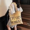Large Capacity Letter Canvas Bag Women's New Summer Versatile Shoulder Bag Class Commuter Tote Bag