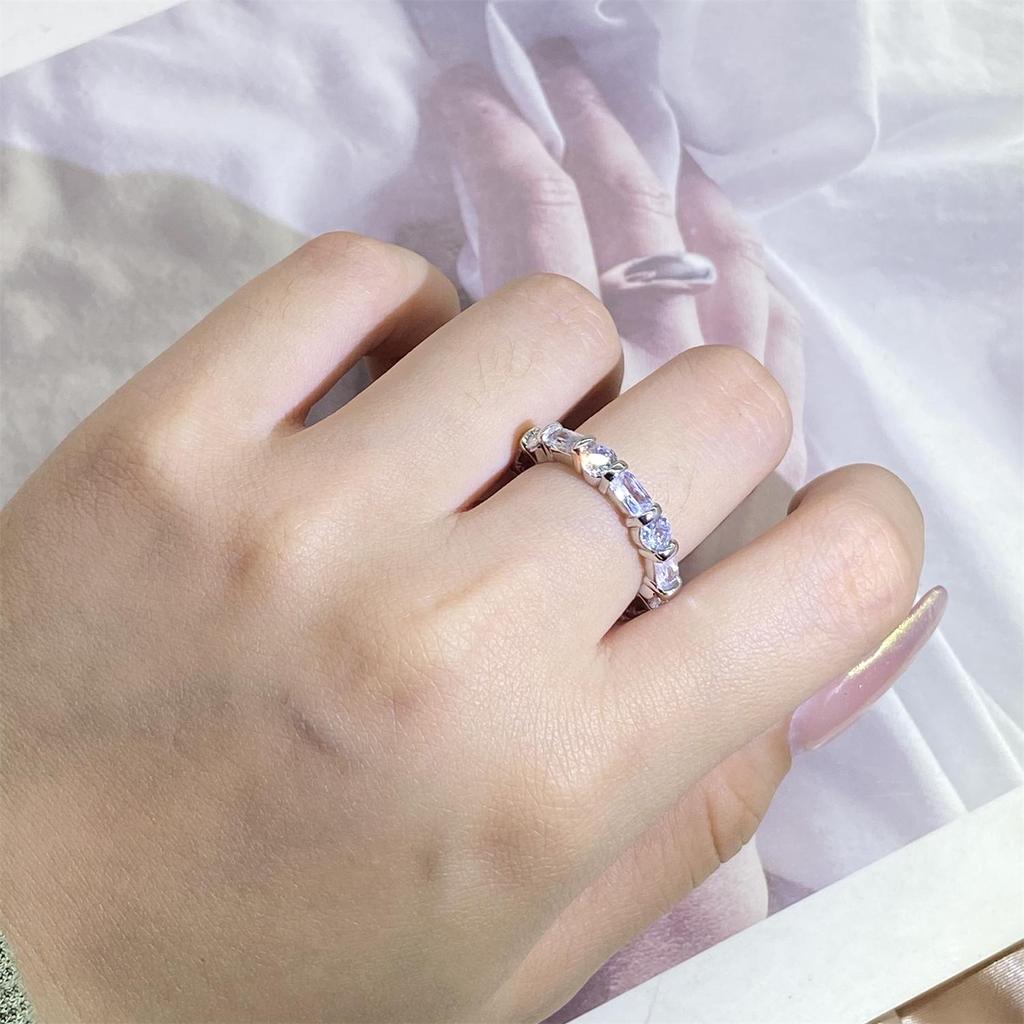 Simple Elegant Interwoven Geometric White Zircon Ring Wedding Ring Party Birthday Engagement Jewelry Gift Women's Fashion Jewelry