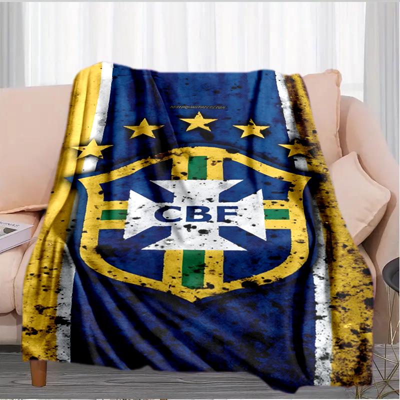 Brazilian Football Federation Printed Throws Blanket Soft Flannel Blankets for Couch Bed Gifts for Men Women Picnic blanket Christmas gifts