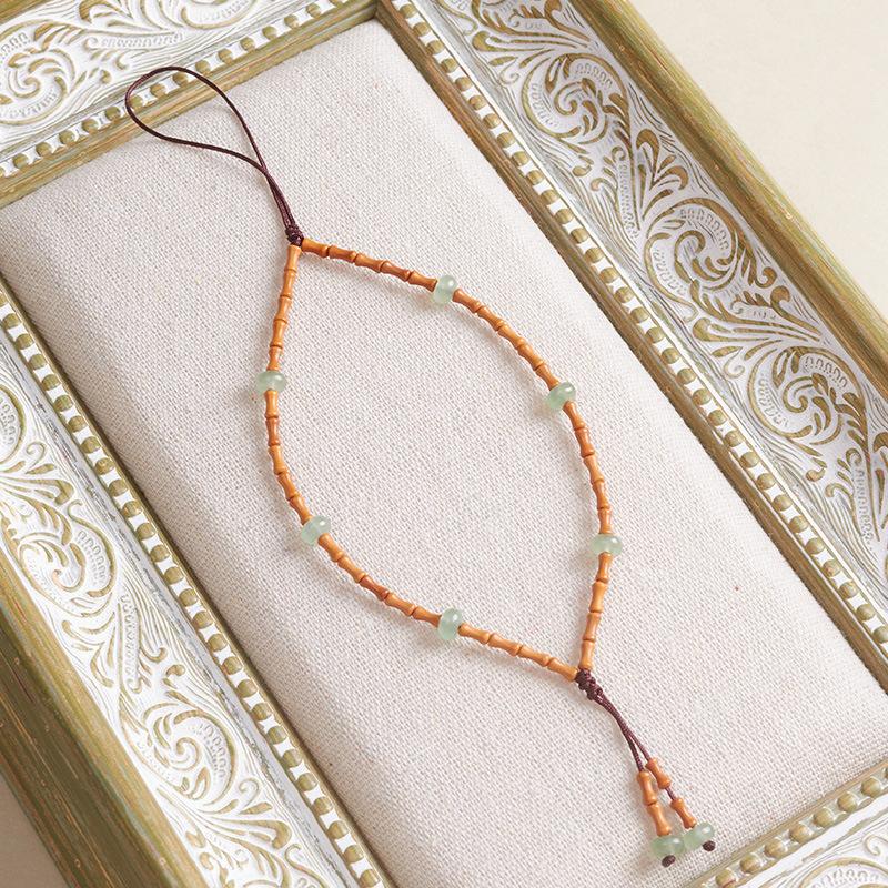 

Dianrun Jewelry Olive stone bamboo knot phone strap for women, new style wrist cord, handmade beaded, vintage Chinese style Bamboo Smoke and Moonligh