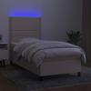 Box Spring Bed with Mattress & LED Cream 90x200 cm Fabric