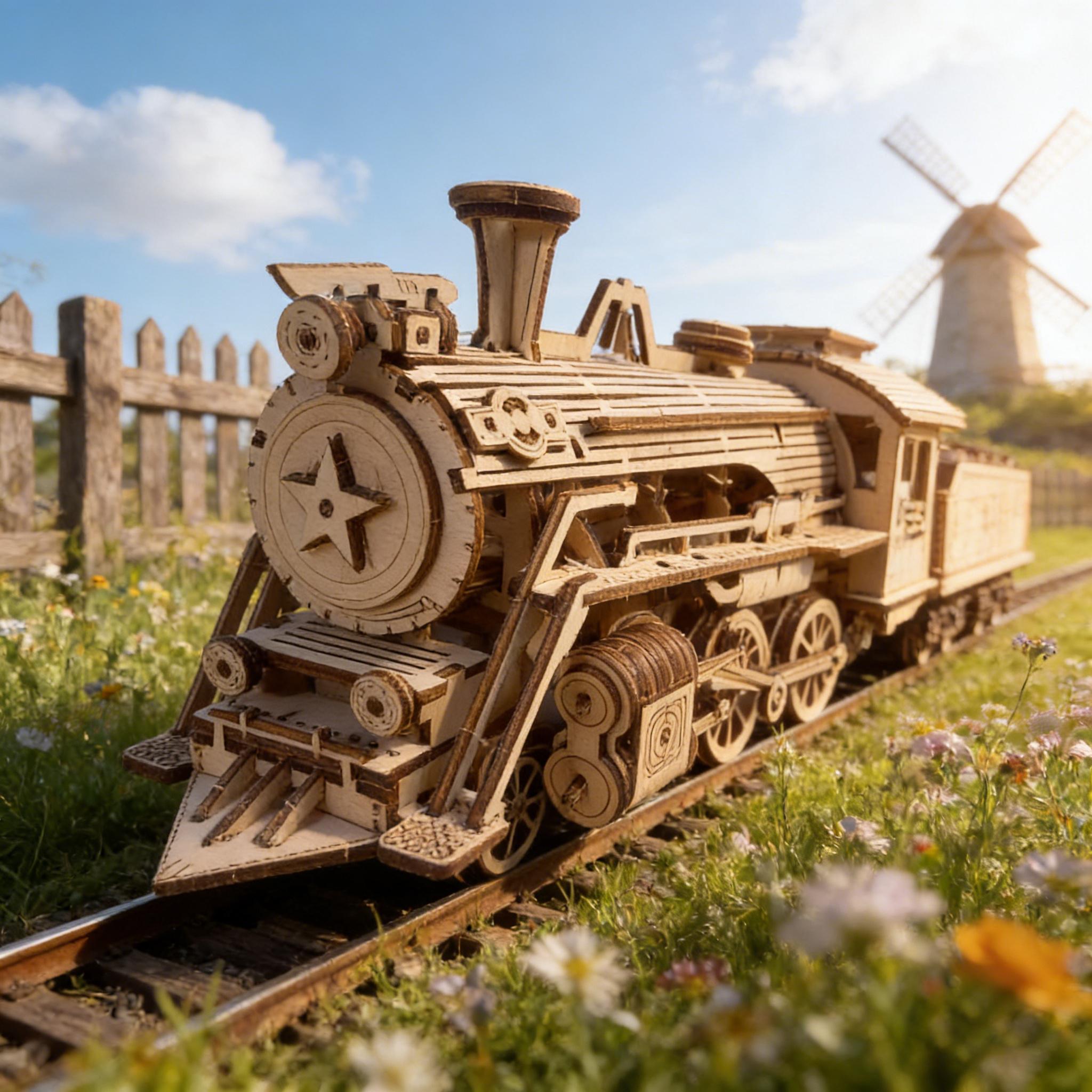 

Wooden Train Puzzle DO-IT-YOURSELF Wooden 3D Train High Quality Durable Design Safe for Children Assembly Learning Birthday Present Christmas Present белый