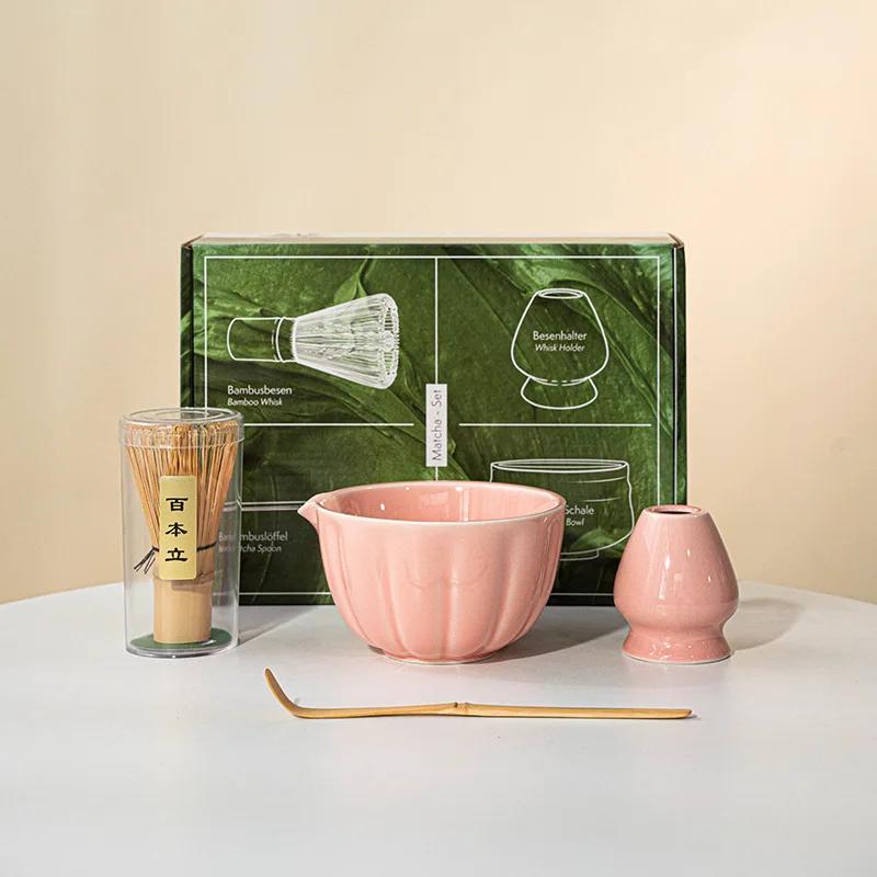 4/8pcs Matcha Whisk Set For Tea Lover Ceramic Matcha Kit Set Petal Bowl Whisk Scoop Sifter For Home Camping Art Of Tea Present
