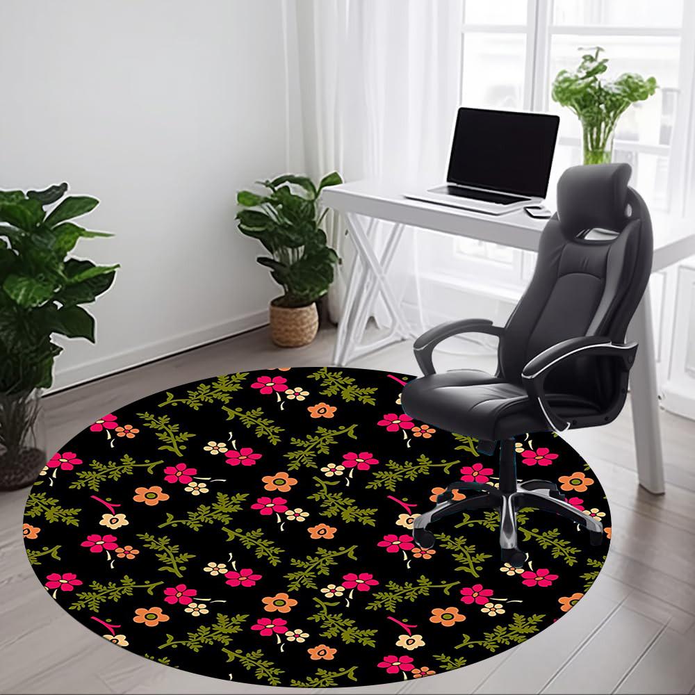 1PC Floral Pattern Chair Carpet for Office, Indoor Non-Slip Washable Carpet, Soft Comfortable Mat For Office Room Yy250930302