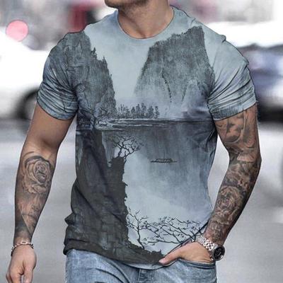 Camiseta Casual de Manga Corta con Estampado 3D Personalizado para Hombre, Nueva de Verano Europea y Americana